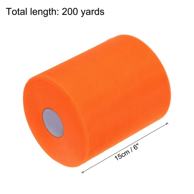 Tulle Rolls Fabric Spools 6" for Decoration Wrapping Wedding DIY Craft - Orange - 200 Yard