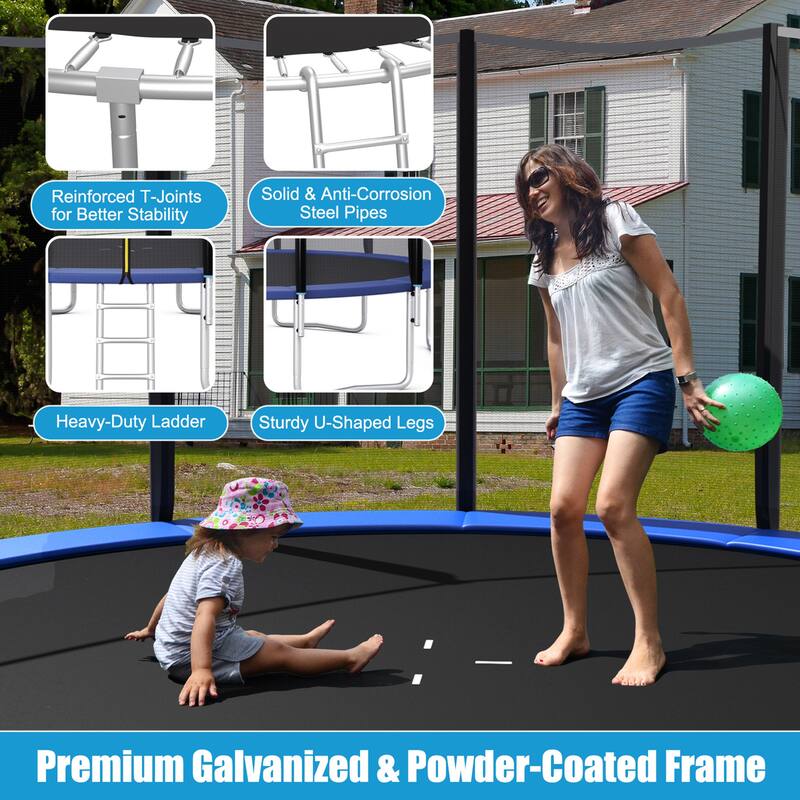 8/10/12/14/15/16 FT Outdoor Trampoline Bounce Combo W/Closure Net