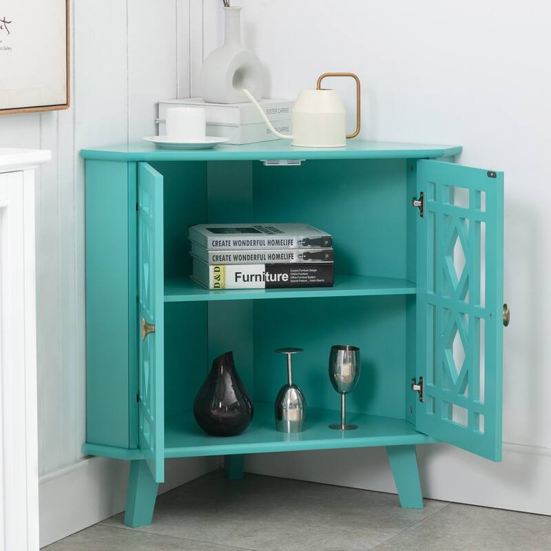 Corner Sideboard Cabinet Free-Standing Corner Storage Organizer