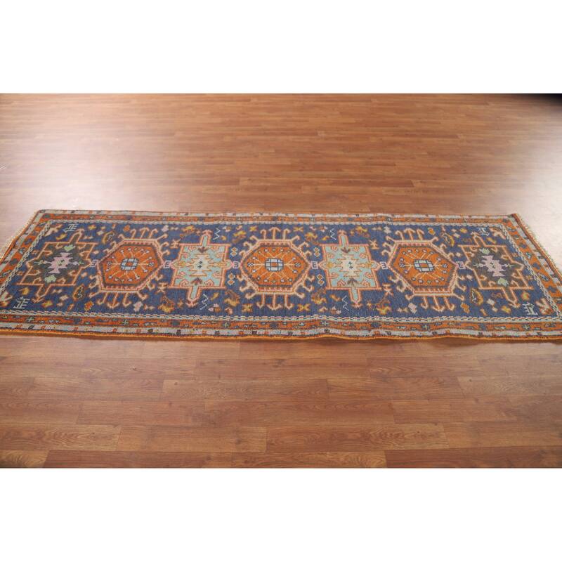 Blue Heriz Serapi Oriental Runner Rug Handmade Wool Carpet - 2'8" x 8'3"