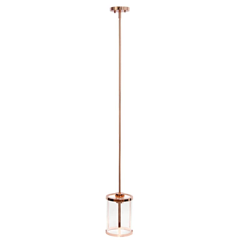 Contemporary 1-Light Pendant - Metal & Glass Hanging Lamp - Kitchen, Foyer, Bedroom - Gold Finish - 9.5