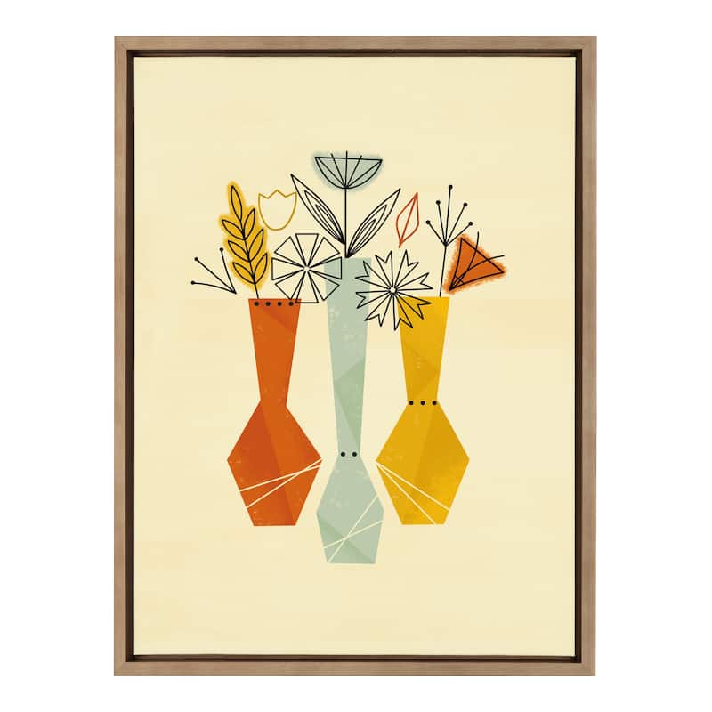 Kate and Laurel Sylvie Flowers Framed Canvas by Amber Leaders Designs - 18x24 - Plastic - Gold