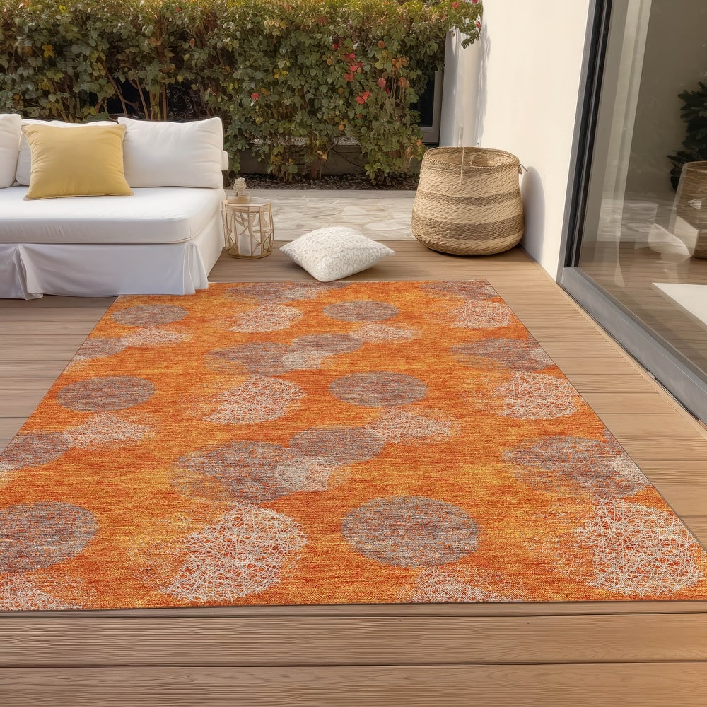 Machine Washable Indoor/ Outdoor Boho Sphere Chantille Rug