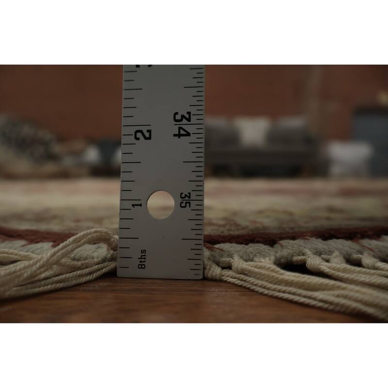 Hand Knotted Oriental Silk Carpet Traditional Floral Oranges & Rust Kashmir Area Rug - 6' 2'' X 6' 2''