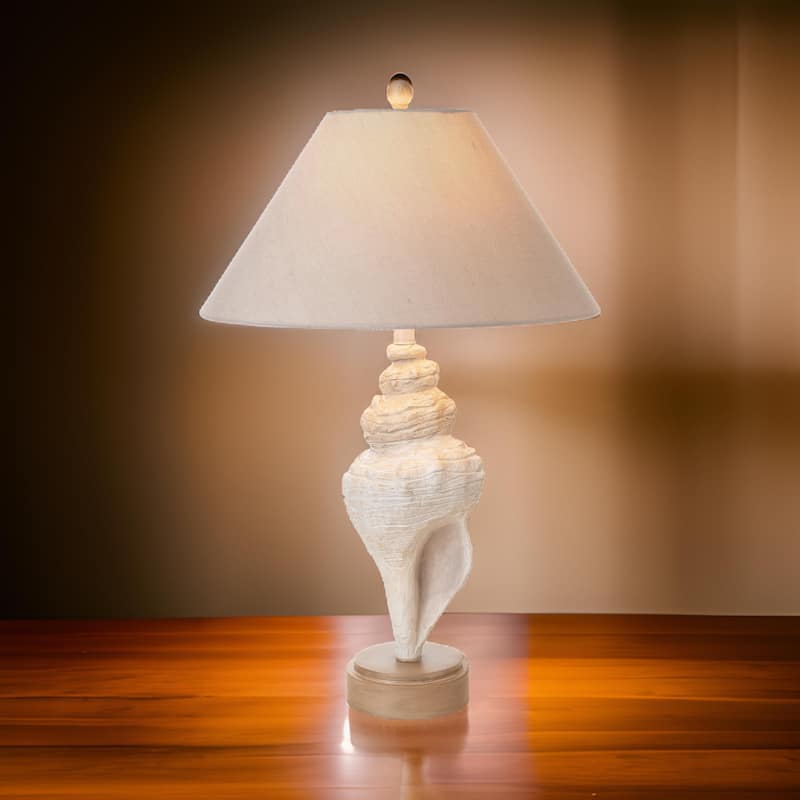 Lux Lighting Baldweyn Conch, 30" Seashell Coastal Table Lamps, (Set of 2) 3-Way Switch