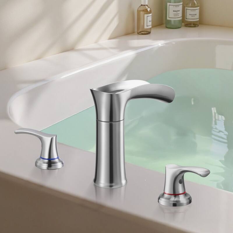 Zinc Alloy Deck Mount Roman Bathtub Faucet with Dual Handles and Drip-Free 3-Hole Installation - 6.30” x 2.24” x 8.86”