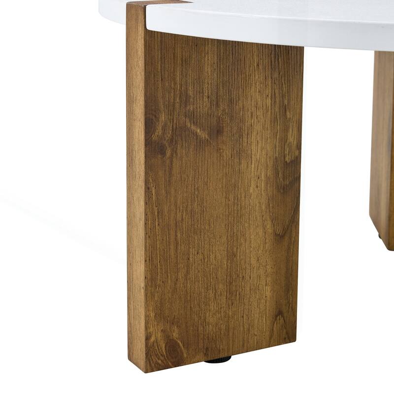 Minimalist Circular MDF Coffee Table with Stable Structure and Embedded Design