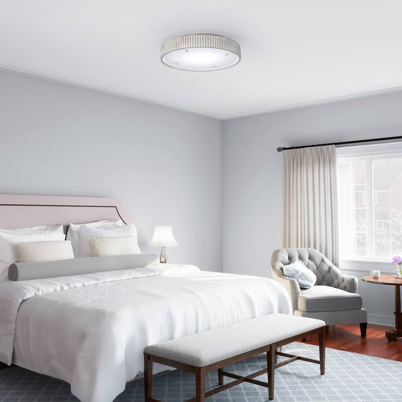 Vintage Distressed White Modern LED Flush Mount Ceiling Light