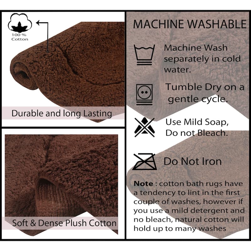 Waterford Collection 100% Cotton Non-Slip Bathroom Rug Set, Machine Washable Bath Rug, 5 Piece Bath Mat Set with Contour