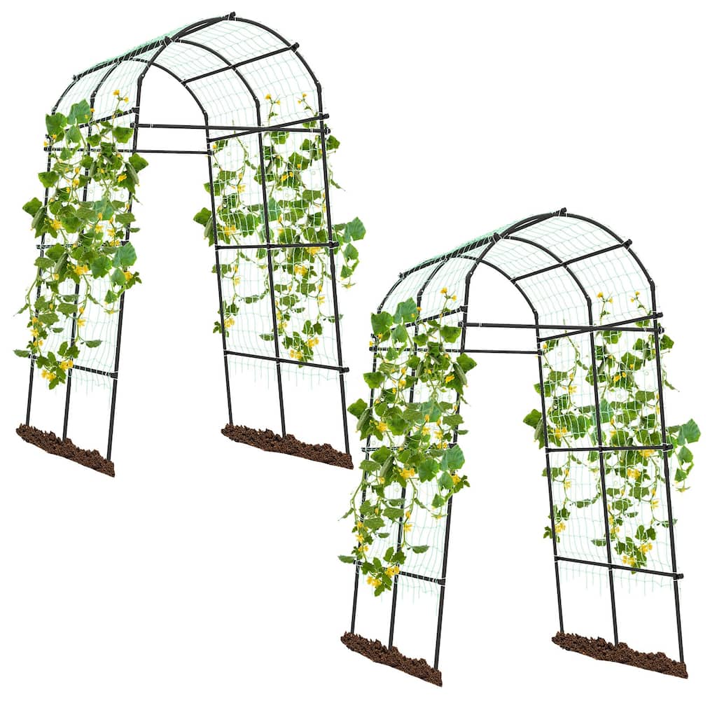 Costway 1/2 PCS 7.5FT Garden Arch Trellis Outdoor Plant Support