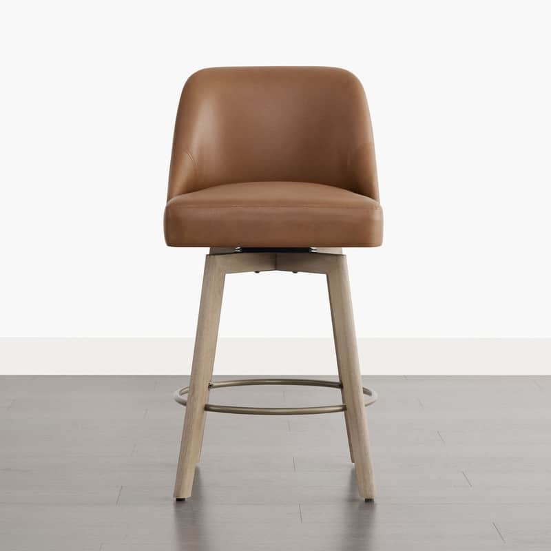 Spruce & Spring Modern Upholstered 360-degree Swivel Bar Stool for Kitchen and Home Bar