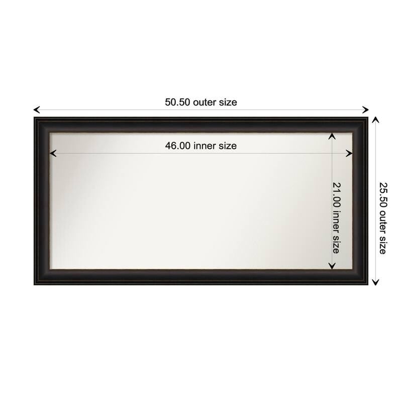Trio Oil Rubbed Bronze Framed Non-Beveled Custom Wall Mirror, Bathroom Vanity Mirror - Outer Size: 50.5 x 25.5