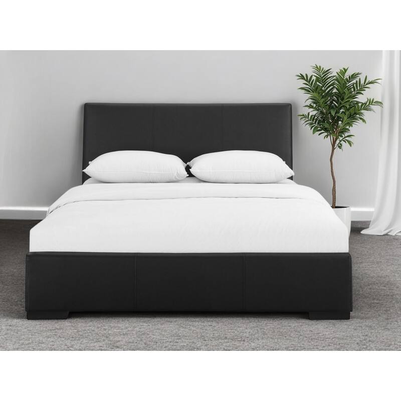 HomeRoots Black Faux Leather King Bed Frame - King