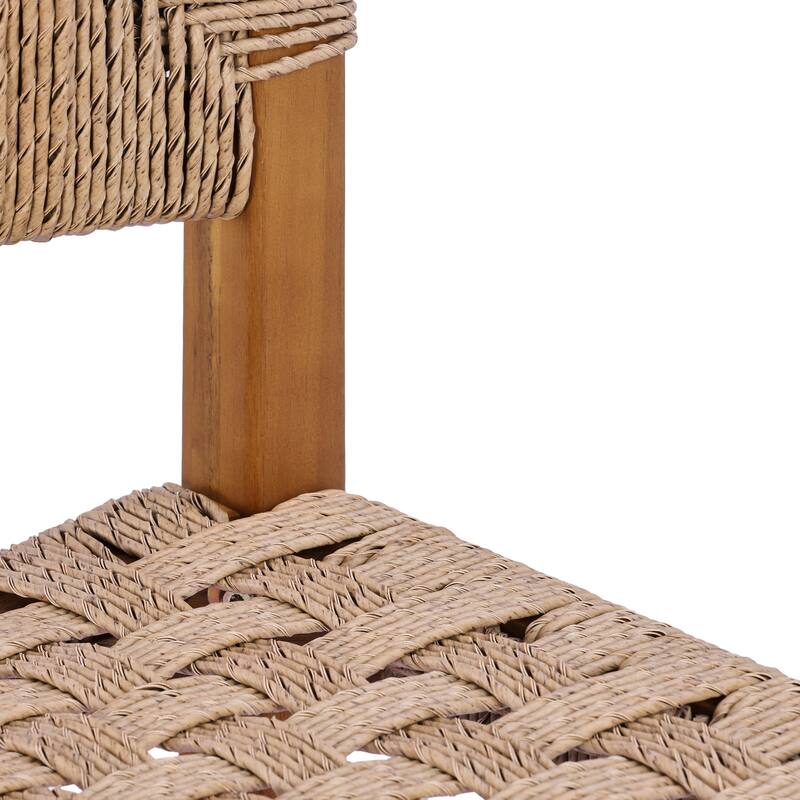 Christopher Knight Home - Modern Acacia Wood Outdoor Bar Stools with Teak Finish and Wicker Back Patio Chairs