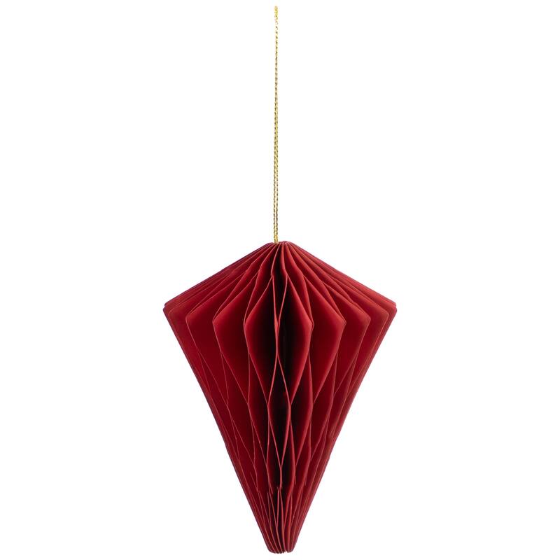 Foldable Honeycomb Paper Christmas Finial Ornaments - 4" - Red - Set of 4