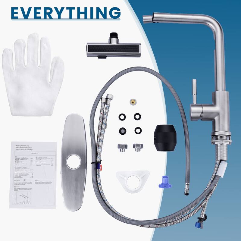 WOWOW Single Handle Waterfall Pull Down Sprayer Kitchen Faucet