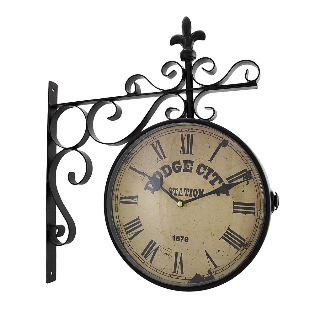 Double Sided Dodge City Station Hanging Wall Clock 16 X 14 X 3 Inches Overstock 16838380