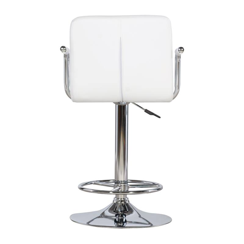 Newport Adjustable White Faux Leather Quilted Barstool