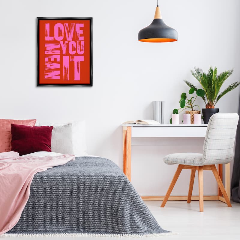 Stupell Love You Mean It on Red Framed Floater Canvas Wall Art Design By House of Lulu