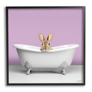 Stupell Bunny in Tub on Purple Framed Giclee Art Design by Roozbeh ...