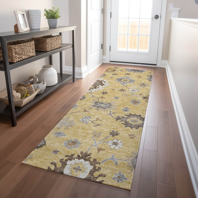 Premium Washable Super Soft Traditional Farmhouse Mayfield Rug - Gold - 2' 3" x 7' 6"
