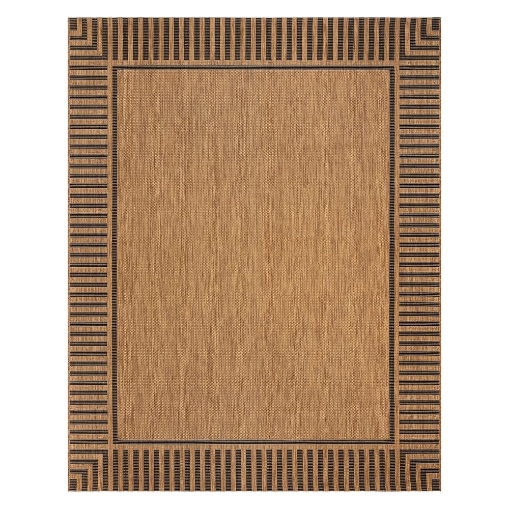 Gertmenian Paseo Kiano Modern Stripe Border Polypropylene Flatweave Indoor/ Outdoor Area Rug