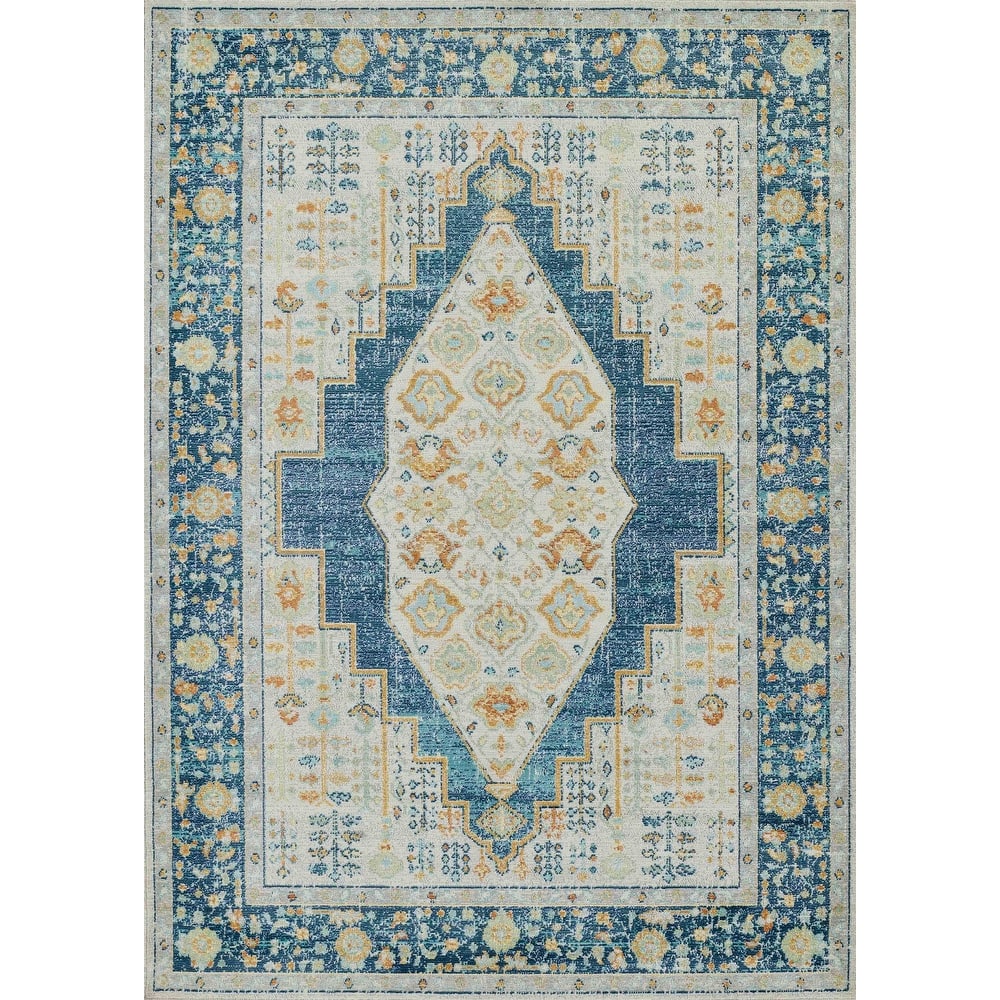 ECARPETGALLERY Machine Woven Kinsley Navy Area Rug