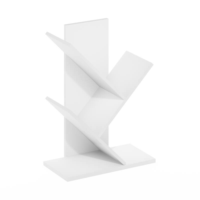21.26 in. Tall White Wood 2-Shelf Bookcase