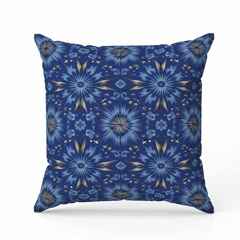 Batik Bliss Faux Suede Reversible Throw Pillow Blue and Grey