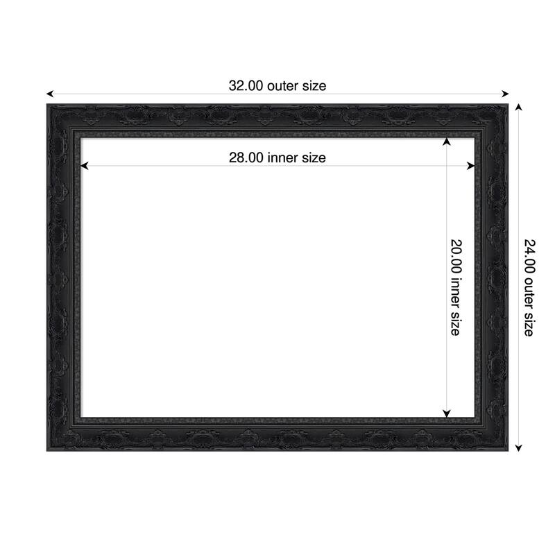 Filigree Framed Dry Erase Magnetic Board - 32 x 24 in - Filigree Gloss Black