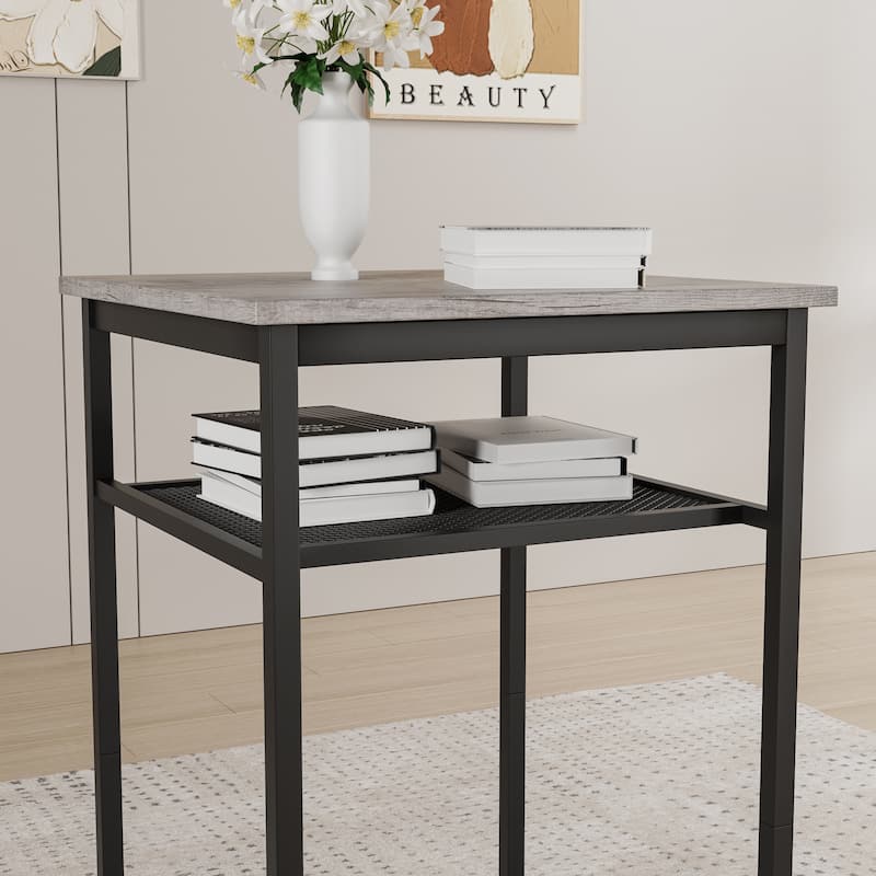 3-Piece Bar table set,equipped with 2 bar stools, with backrest and partition