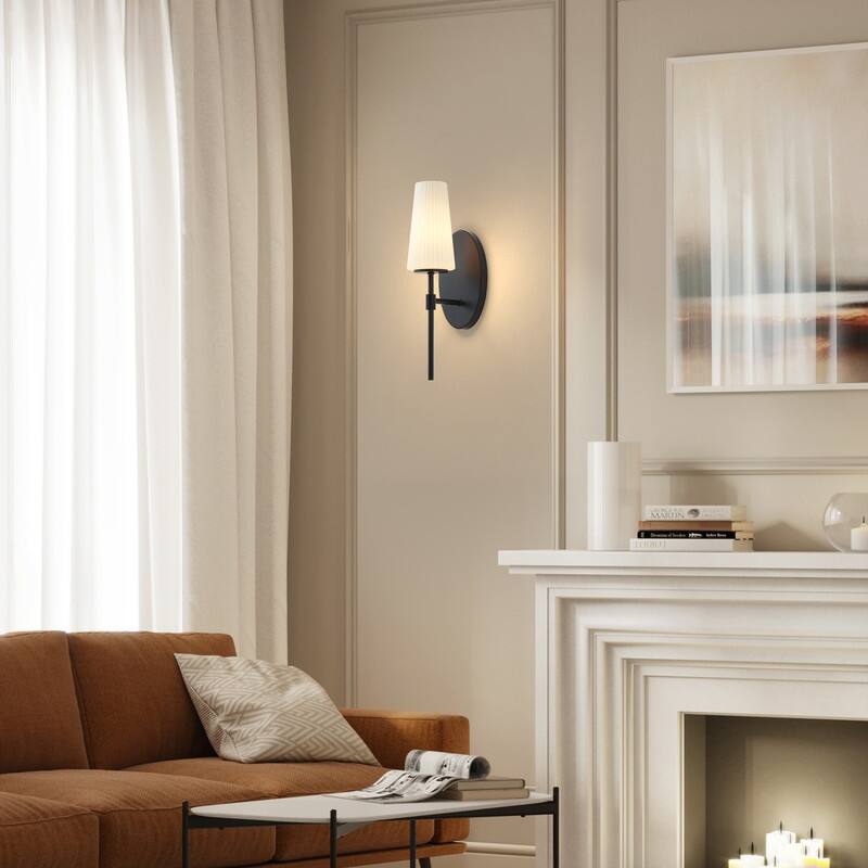 KAWOTI 16" 1- Light Wall Sconce with Opal Glass Shade