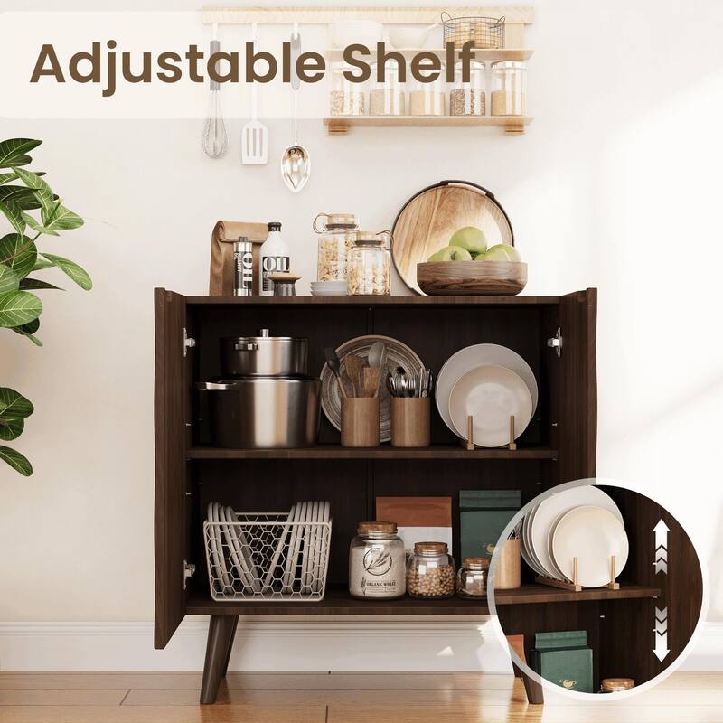 EROMMY Accent Storage Cabinet with Adjustable Shelves, Two-Door Wavy Door Sideboard for Dining Room or Entryway