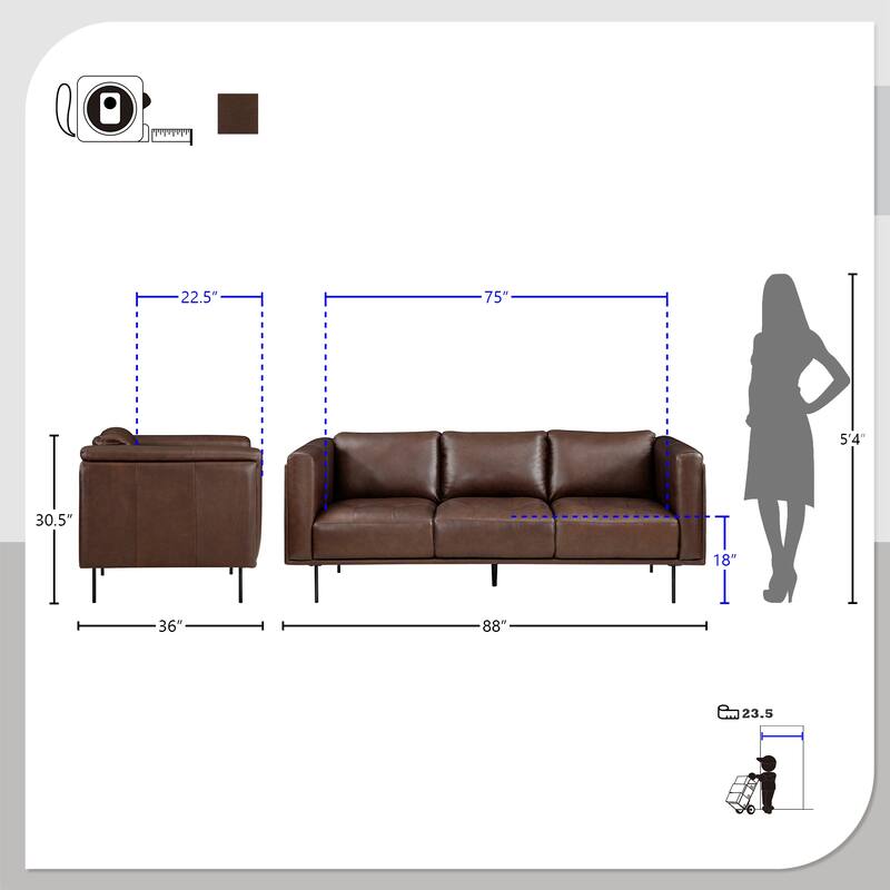Nottawa 2-Piece Leather Living Room Sofa Set