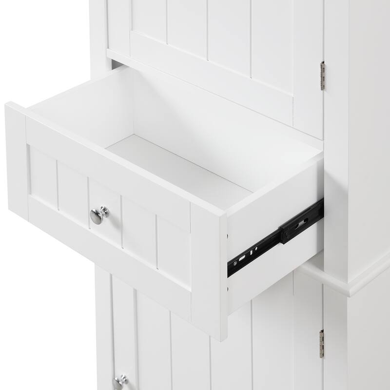 GDFStudio - Emery Tall Freestanding Bathroom Storage Cabinet with Drawer and Adjustable Shelves
