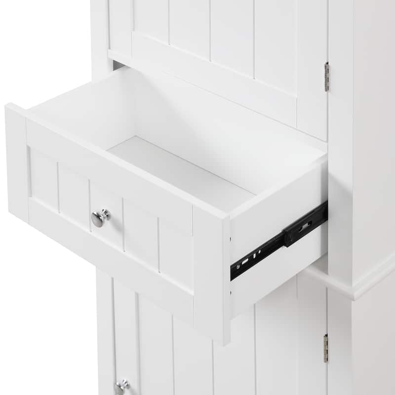 Roomfitters Tall Freestanding Bathroom Cabinet with Drawer, Adjustable Shelf and Smooth Painted MDF Finish