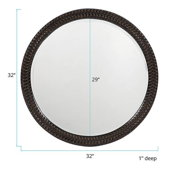 Allan Andrews Round Wall & Vanity Mirror with Black Braided Frame - 32"D