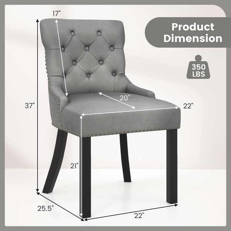 Gymax Upholstered Dining Chairs Set of 2 w/ Rubber Wood Legs Padded