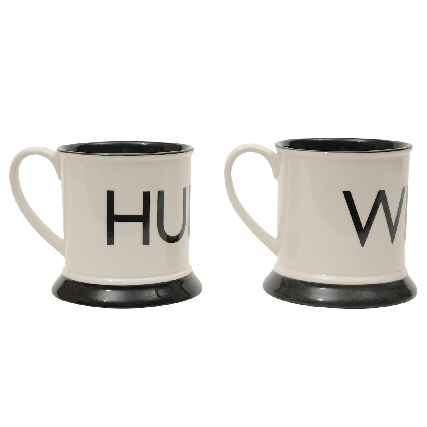 Creative Co-op Hubby & Wifey Coffee Mug Set - 2 His & Hers Stoneware Mugs,  12 oz - White - Bed Bath & Beyond - 30920563