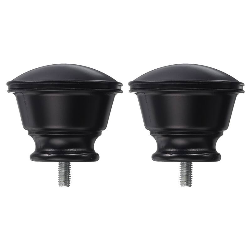 2Pcs Decorative Curtain Rod Finials Drapery Rail Head Fit 5/8" Dia Rod (Black) - Black