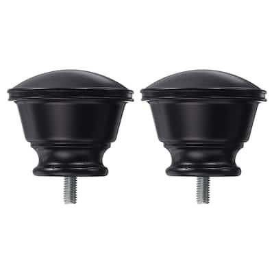 2Pcs Decorative Curtain Rod Finials Drapery Rail Head Fit 5/8" Dia Rod (Black) - Black