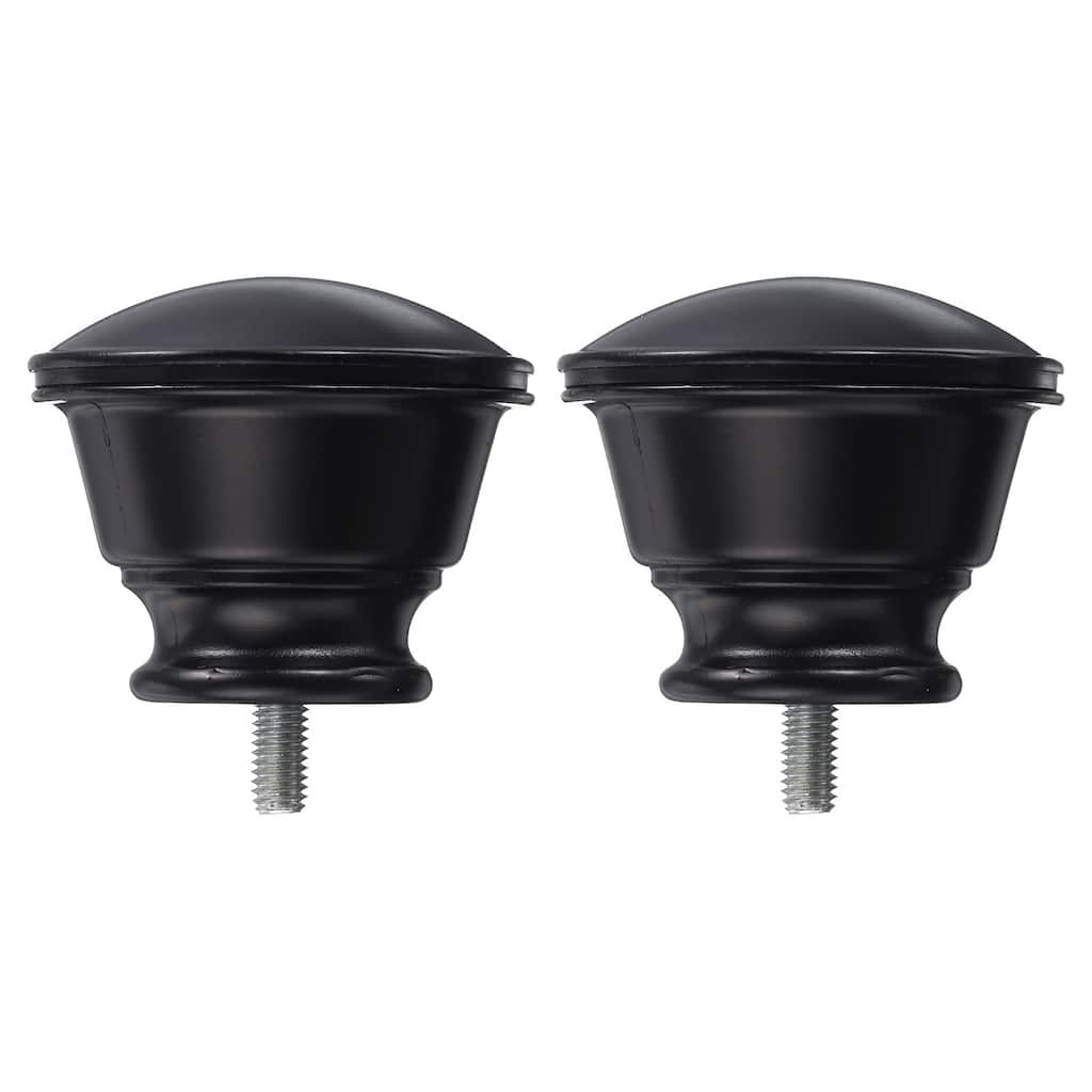 2Pcs Decorative Curtain Rod Finials Drapery Rail Head Fit 5/8" Dia Rod (Black) - Black