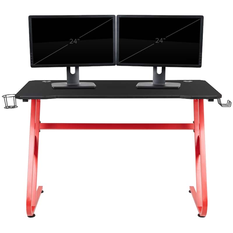 Professional Gaming Ergonomic Desk with Cup Holder and Headphone Hook