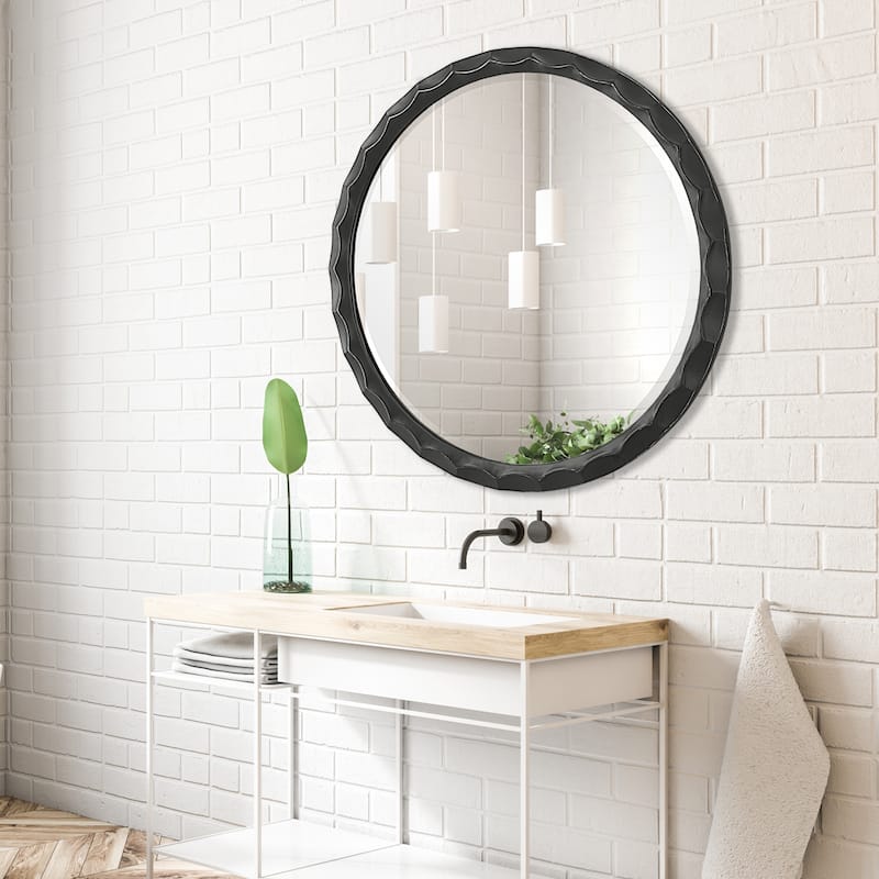 Uttermost Scalloped Edge Round Mirror - 38"W x 38"H x 0.88"D