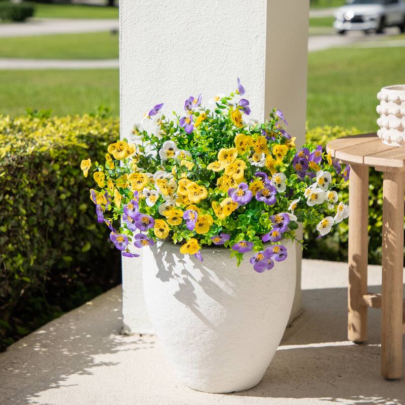 13-in UV Resistant Artificial Pansy Bush (Indoor/Outdoor) - Set of 12