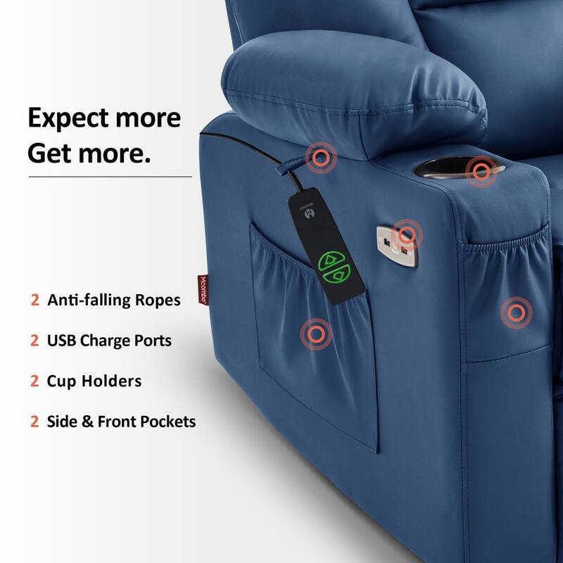 MCombo Small Power Lift Recliner Chair with Massage and Heat for Short Elderly People, Faux Leather 7569