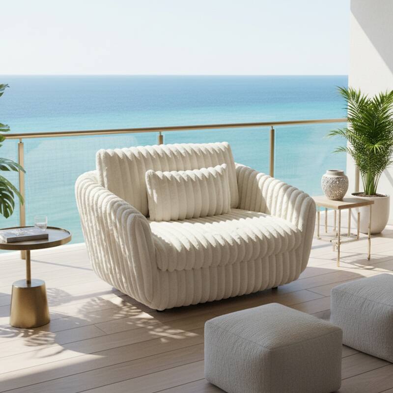 43.3" Wide -Accent Chairs Luxury Velvet Cream Swivel Sofa