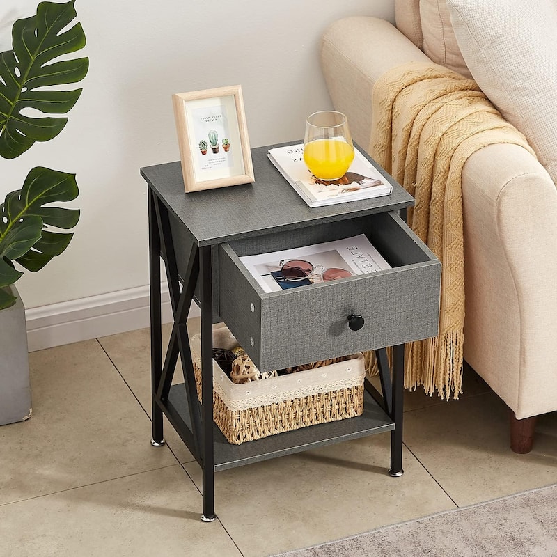 VECELO Modern Nightstand 1-Drawer with Storage Shelf, End Table/Side Table