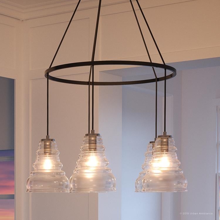 Luxury Vintage Chandelier, 9"H x 25"W, with Electrical Insulator Style, Natural Black Finish by Urban Ambiance (60 to 100 Watts - Steel - N/A - 4 to - Chandeliers For Bedrooms by Overstock.com