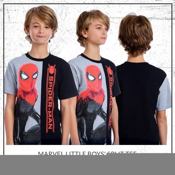 Shop Marvel Boys Big Split Tee Spiderman T Shirt Black Gray 8 Overstock 29233497